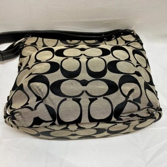Coach Hobo Shoulderbag F15067 Signature Gray Canvas Black Leather Hand Bag READ - Picture 10 of 16